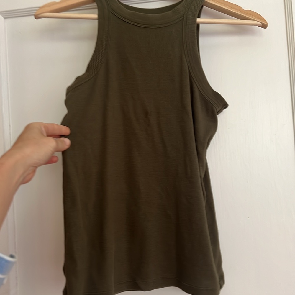 Loft Olive green ribbed tank medium